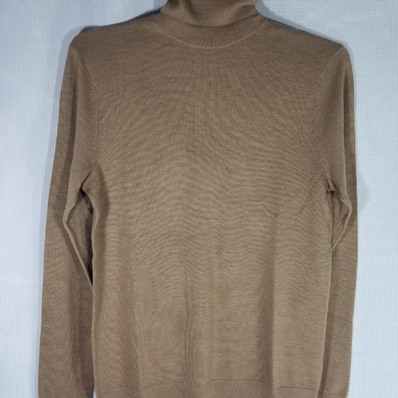 Banana Republic Merino Textured Turtleneck Sweater in Dark Camel Size M/T - NWT - Picture 2 of 8